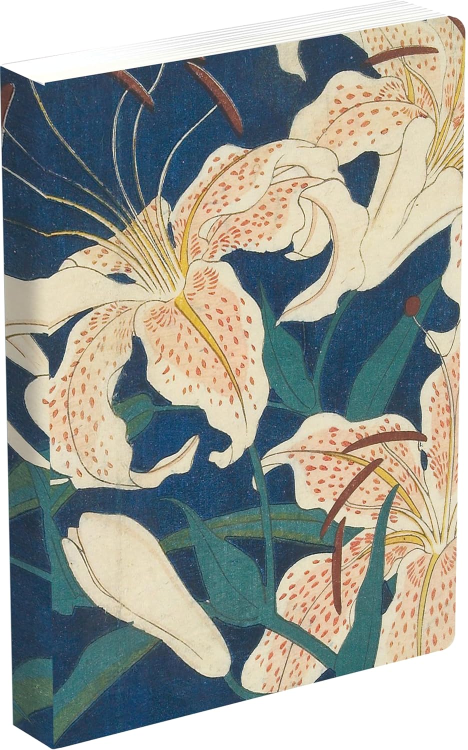 Hiroshige Spotted Lilies Dotted Paperback Journal: Blank Notebook with Pocket                                                                         