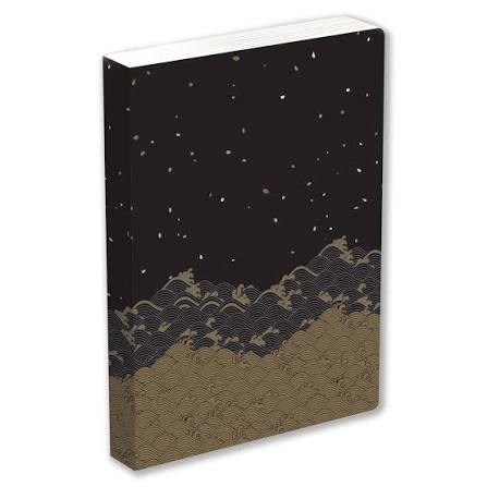 Golden Waves Dotted Hardcover Journal: Blank Notebook with Ribbon Bookmark                                                                            