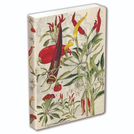 Chili Peppers & Shiso Leaves Blank Hardcover Journal: Blank Notebook with Ribbon Bookmark                                                             